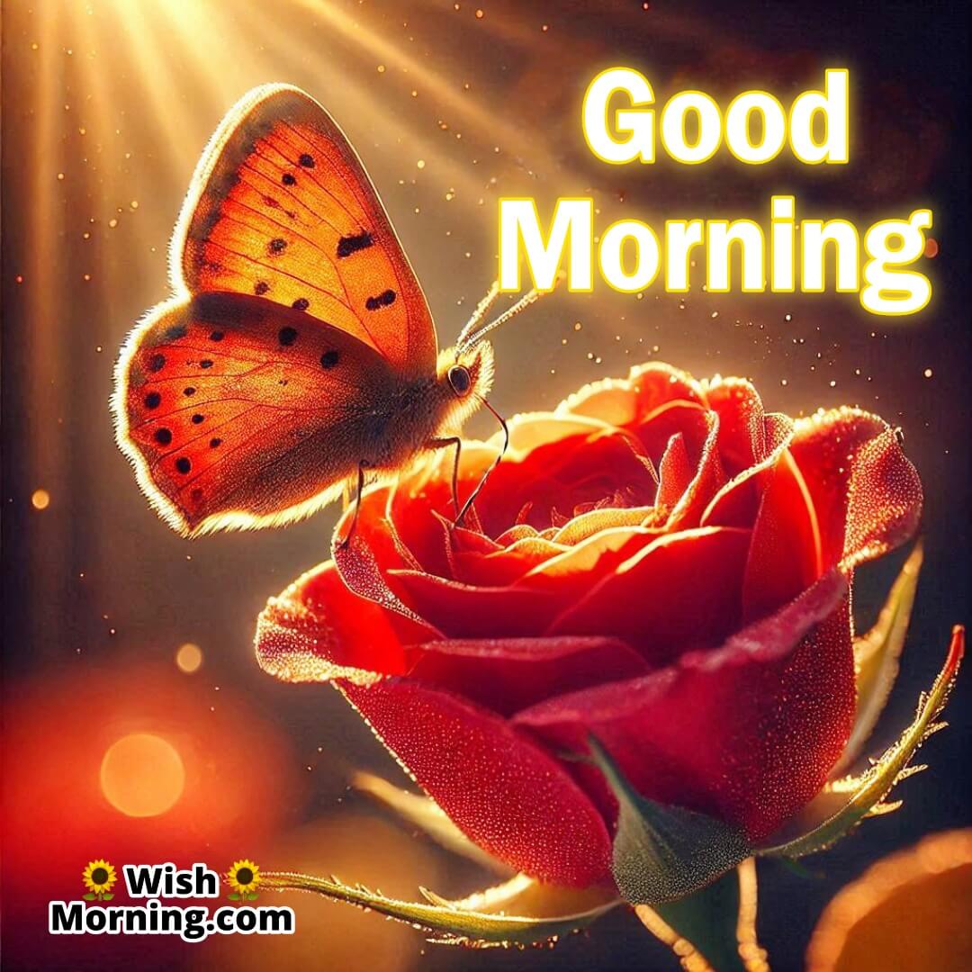 Good Morning Butterfly And Rose