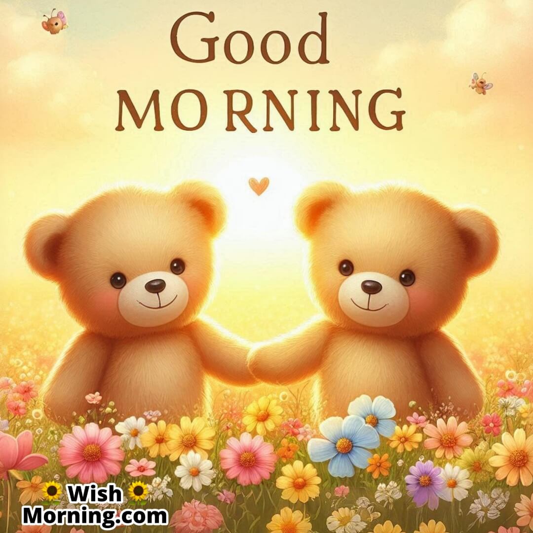 Good Morning Cute Teddy Pair Card