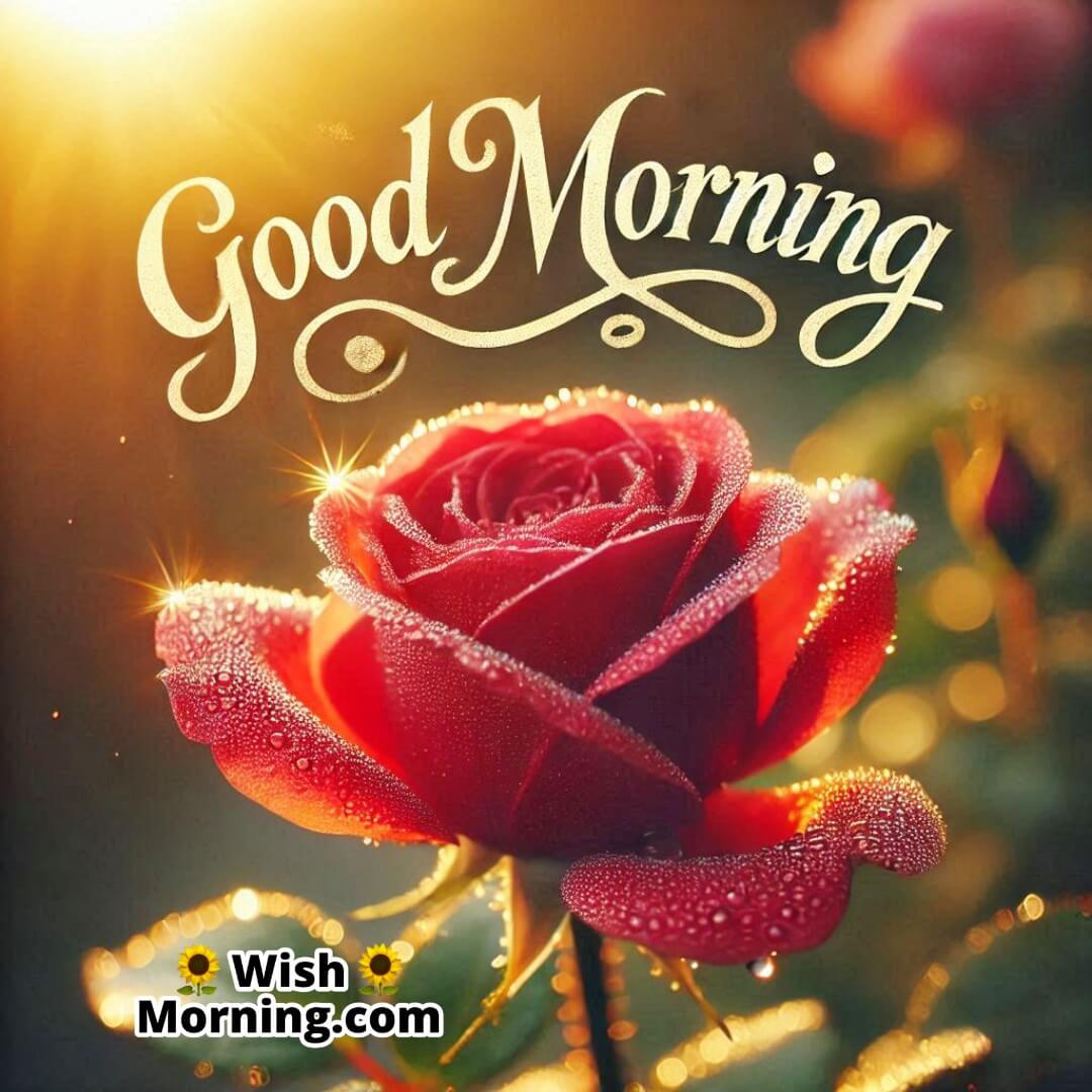 Good Morning Fresh Red Rose Image