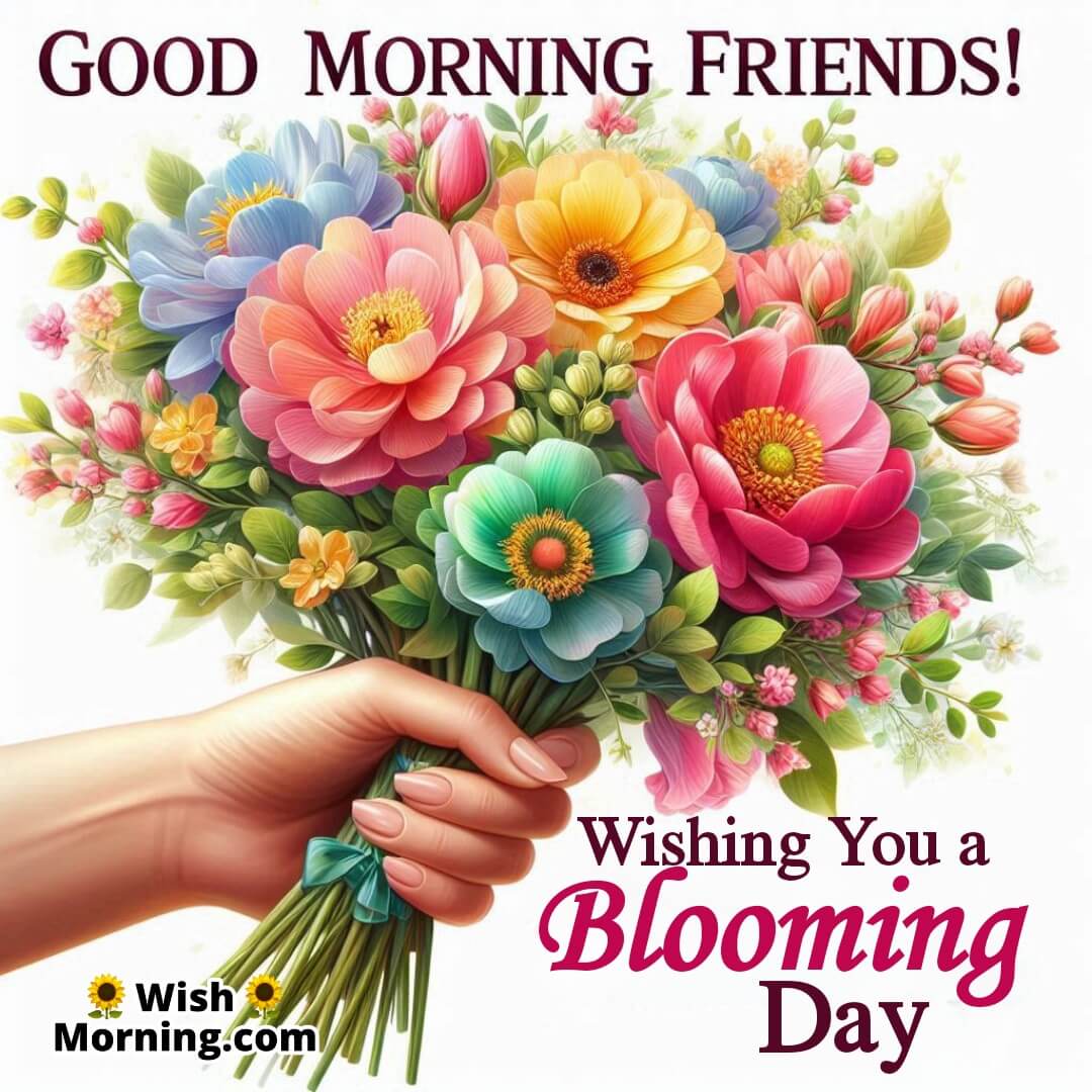 A hand offering a bouquet of colorful flowers in the morning light, symbolizing friendship and kindness.