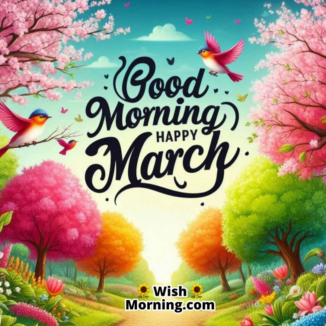 Good Morning Happy March Flowers Blooming Trees