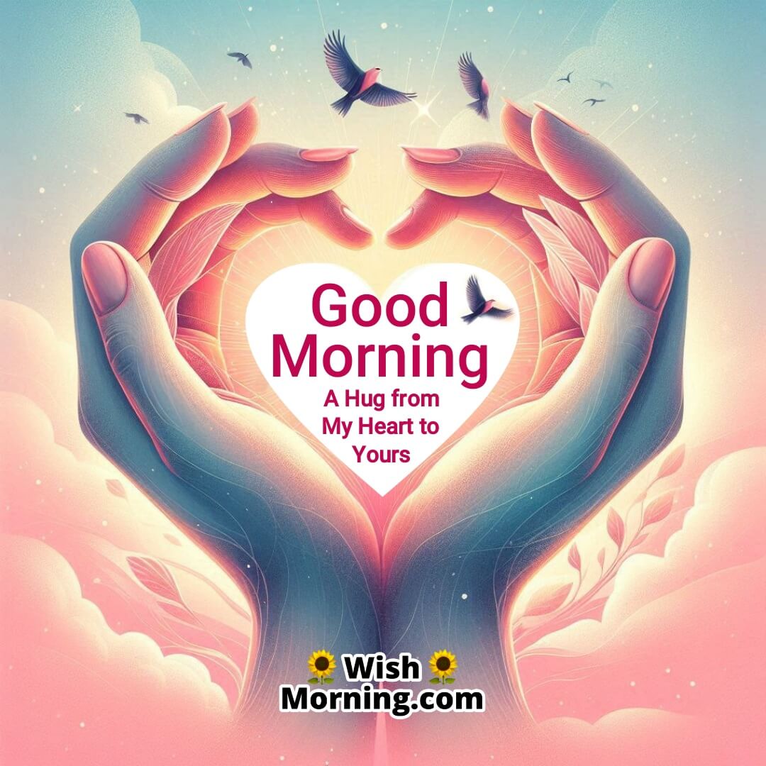 Two hands forming a heart shape against a pastel sunrise, symbolizing love and warmth.