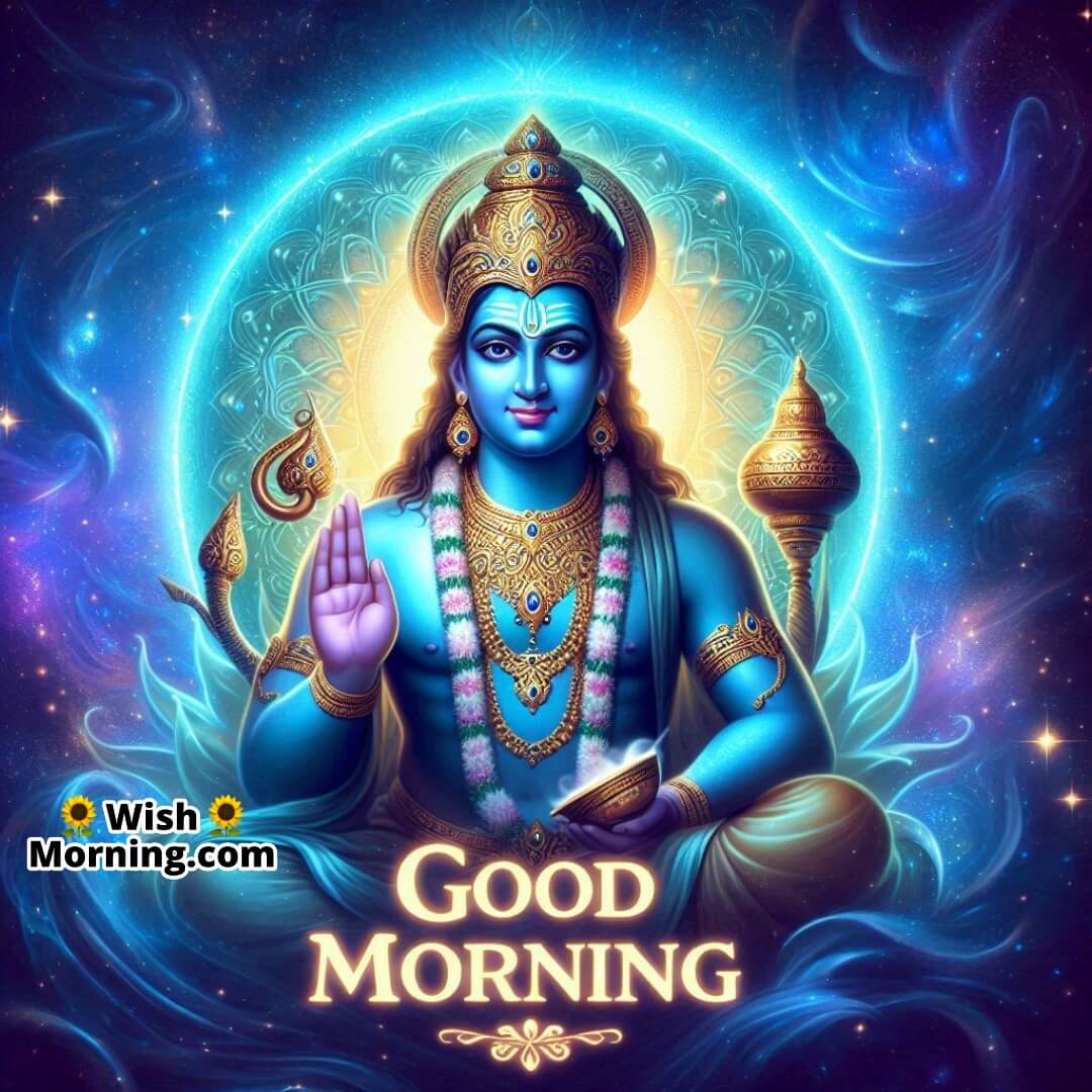 Good Morning Vishnu In A Celestial Blue Aura