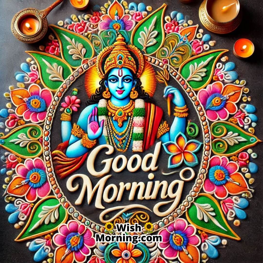 Good Morning Vishnu In A Rangoli Design