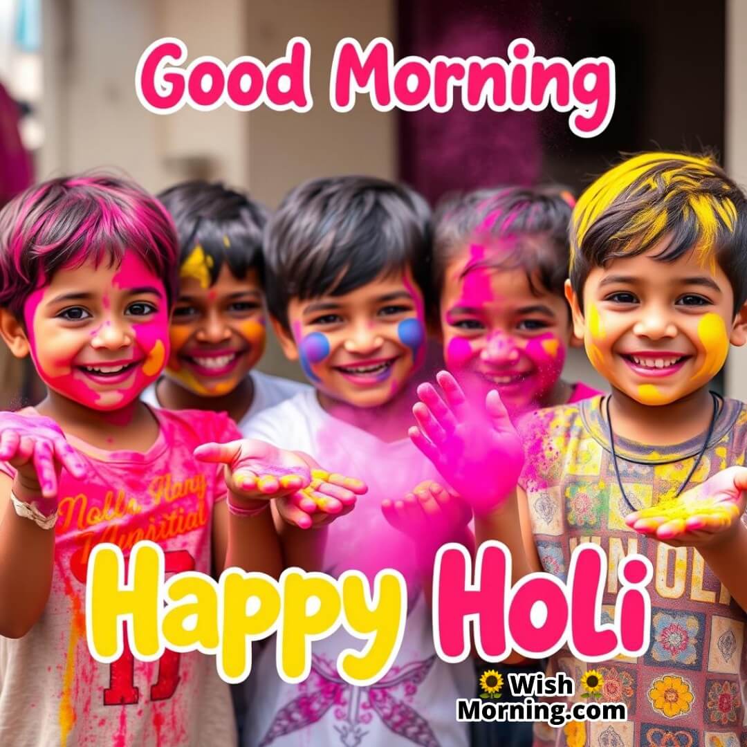 Good Morning Happy Holi Children Photos