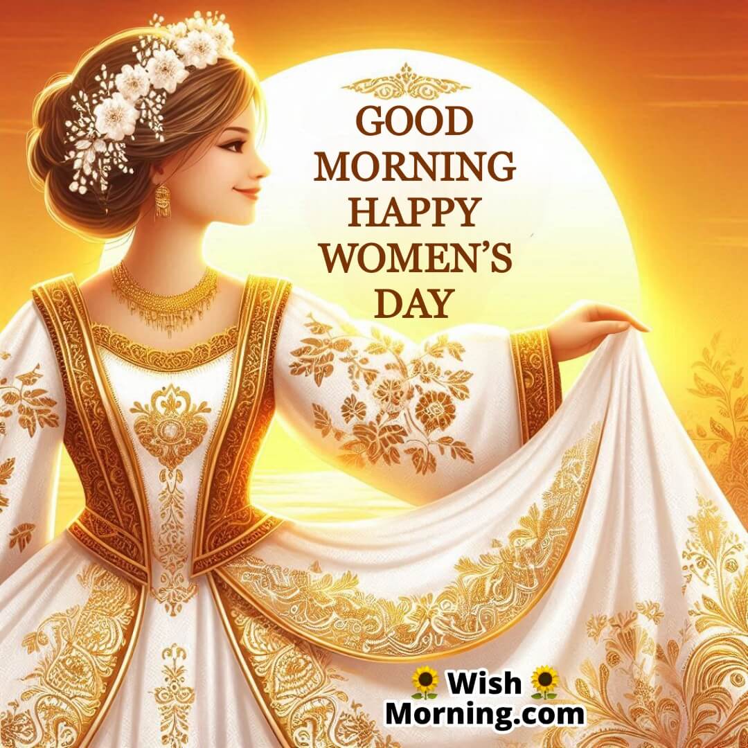 Good Morning Happy Women’s Day With Elegant Gown