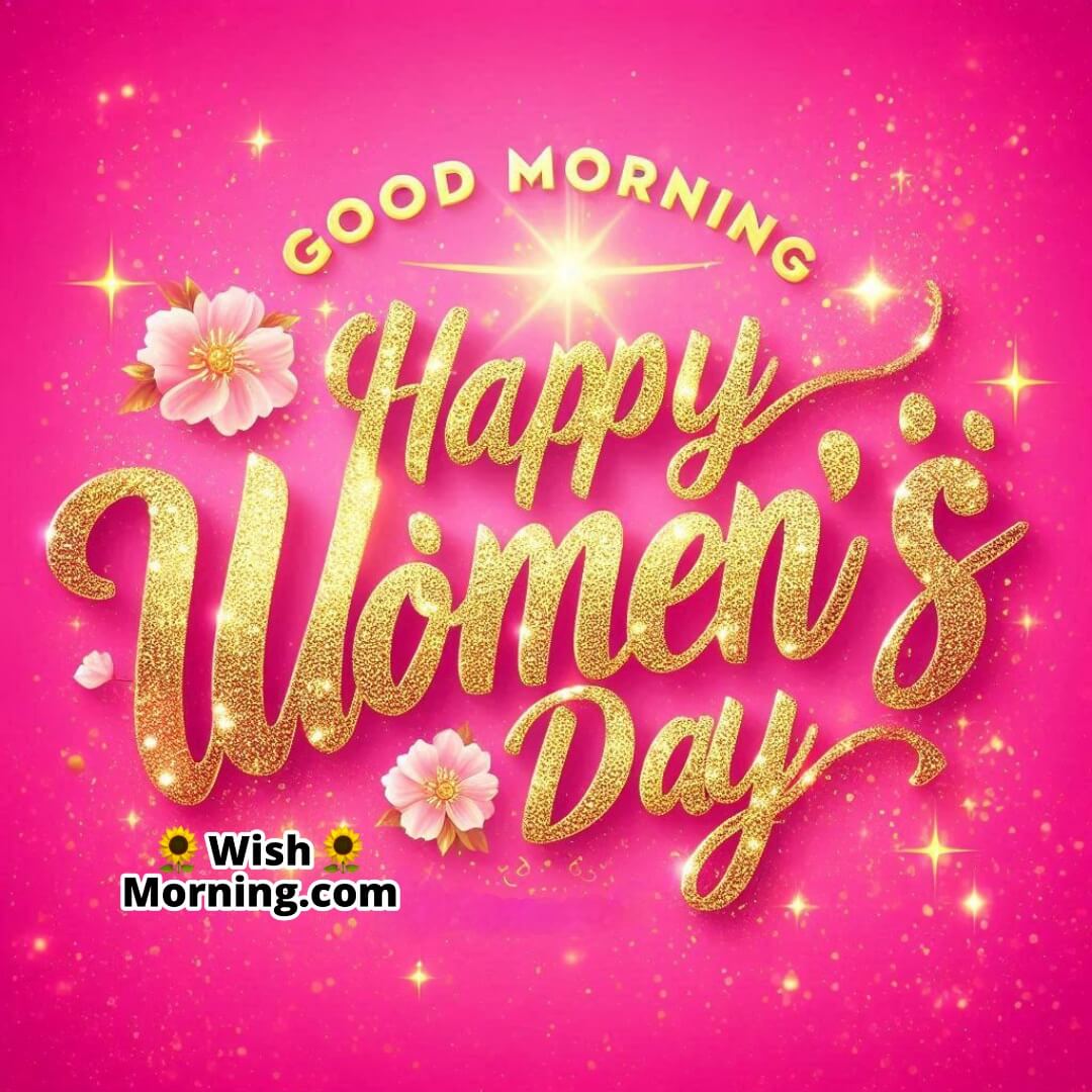 Good Morning Happy Women’s Day With Gold Glitter