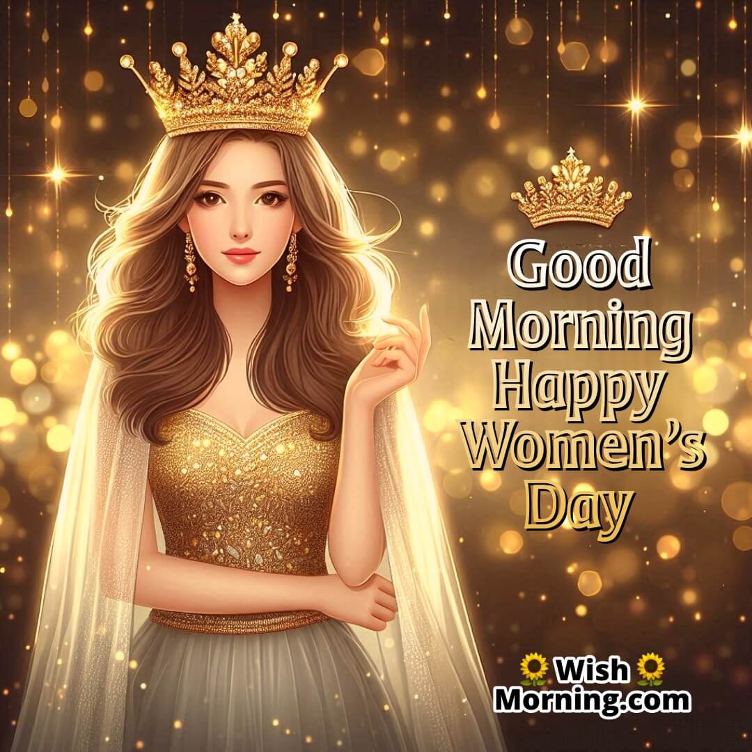 Good Morning Women’s Day With A Golden Crown