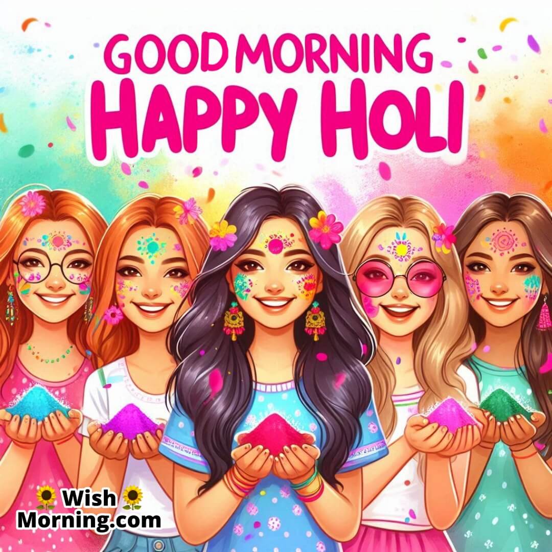 Vibrant Colors Joyful Holi Morning Image